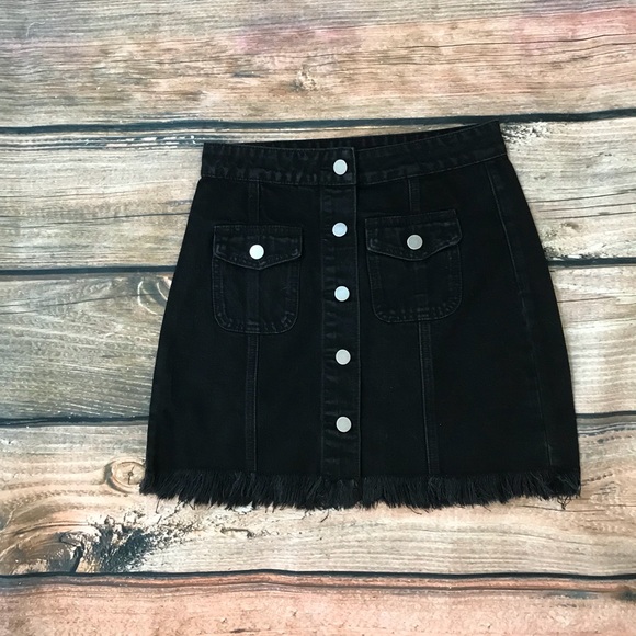 Denim Button Up Fringed Skirt - Picture 2 of 6
